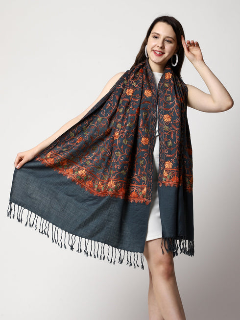Women's Aari Embroidery Wool Stole